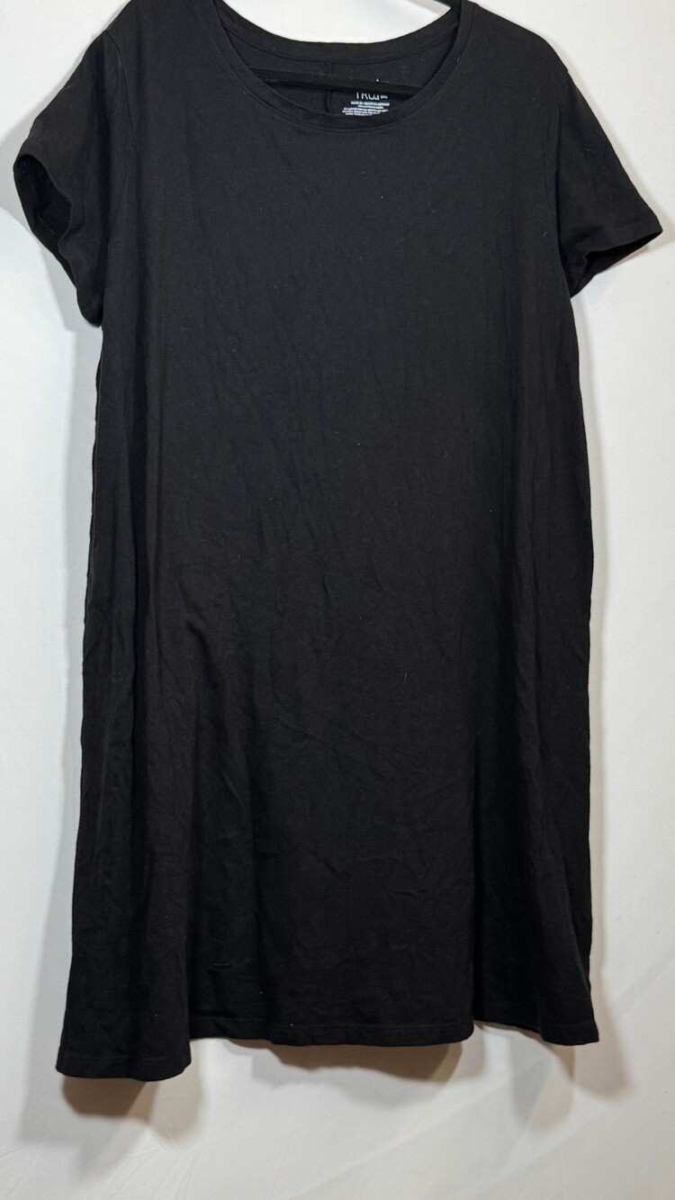 Time and Tru XXL Black Cotton Short Sleeve Crew Neck T-Shirt dress 082